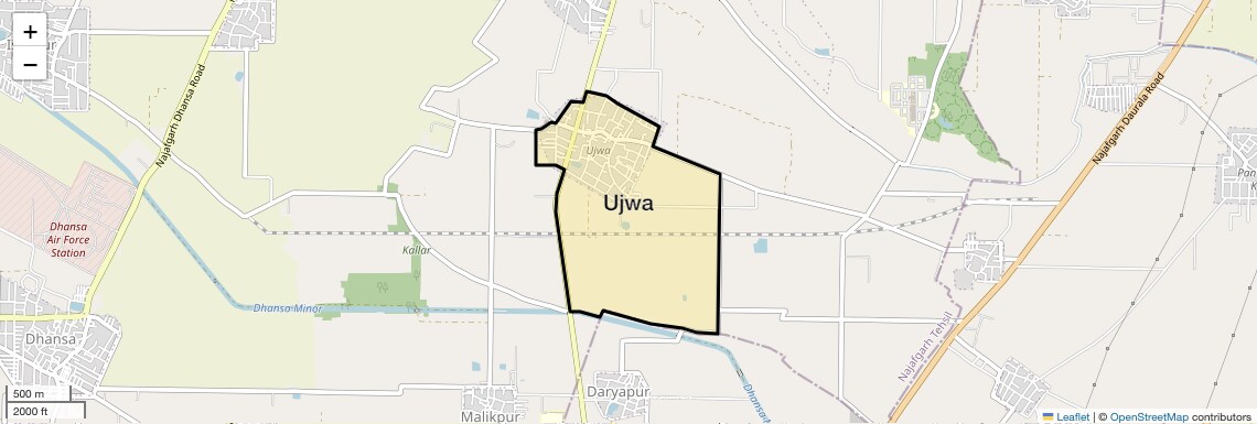 Location Map of Ujwa, Delhi