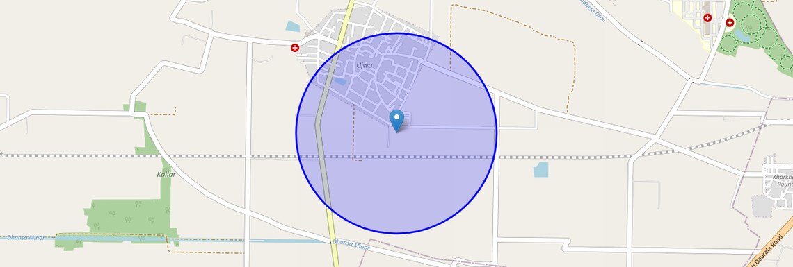 Location Map of Ujwa, Delhi