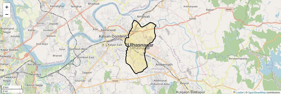 Location Map of Ulhasnagar, Thane