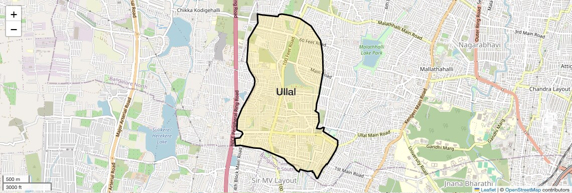 Location Map of Ullal, Bangalore