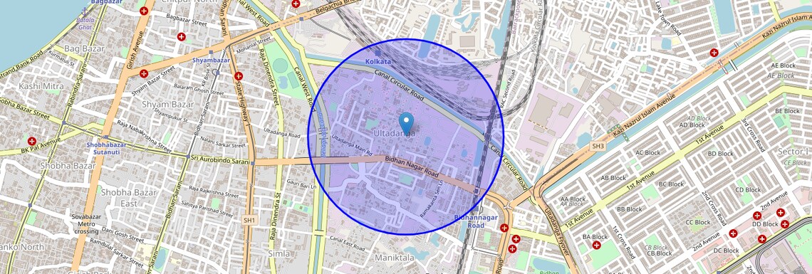 Location Map of Ultadanda, Kolkata