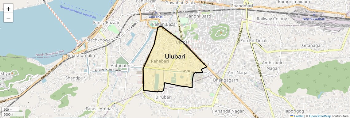 Location Map of Ulubari, Guwahati