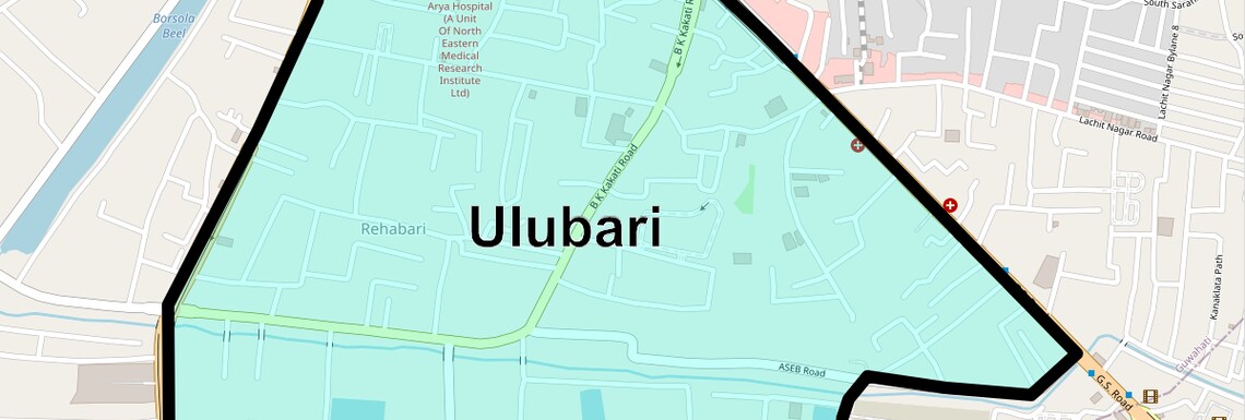 Location Map of Ulubari, Guwahati