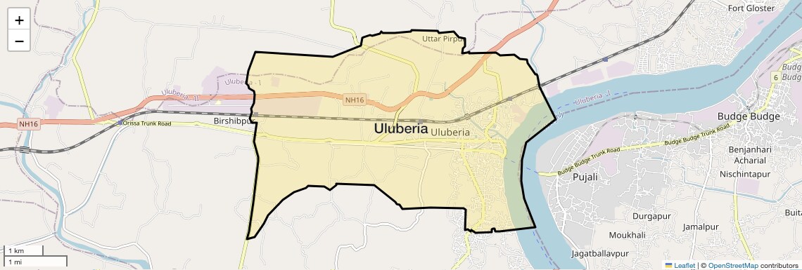 Location Map of Uluberia, Kolkata