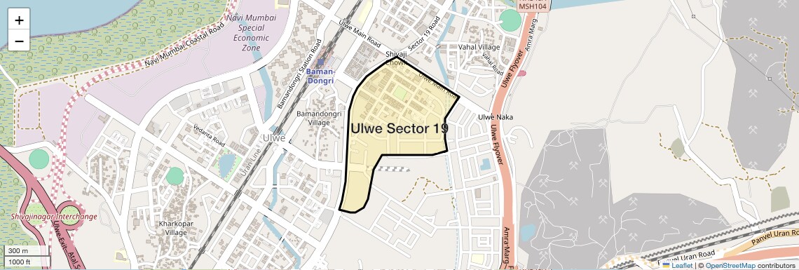 Location Map of Ulwe Sector 19, Navi Mumbai