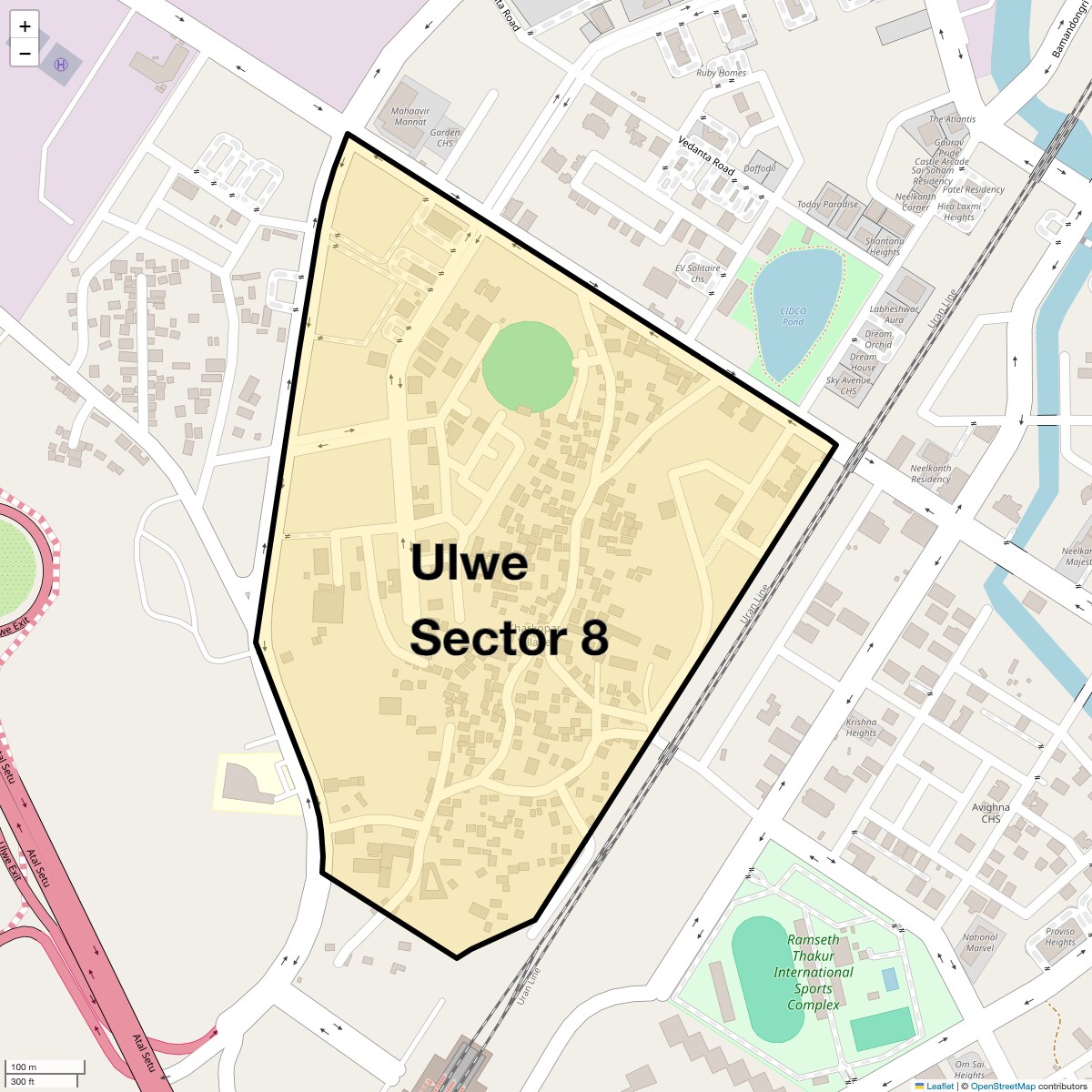 Location Map of Ulwe Sector 8, Navi Mumbai