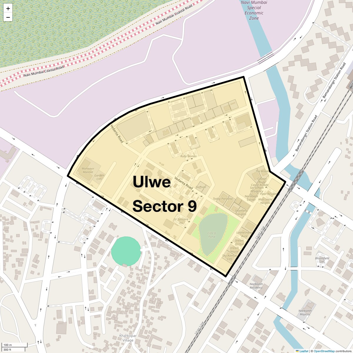 Location Map of Ulwe Sector 9, Navi Mumbai