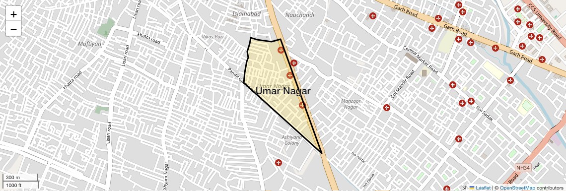 Location Map of Umar Nagar, Meerut