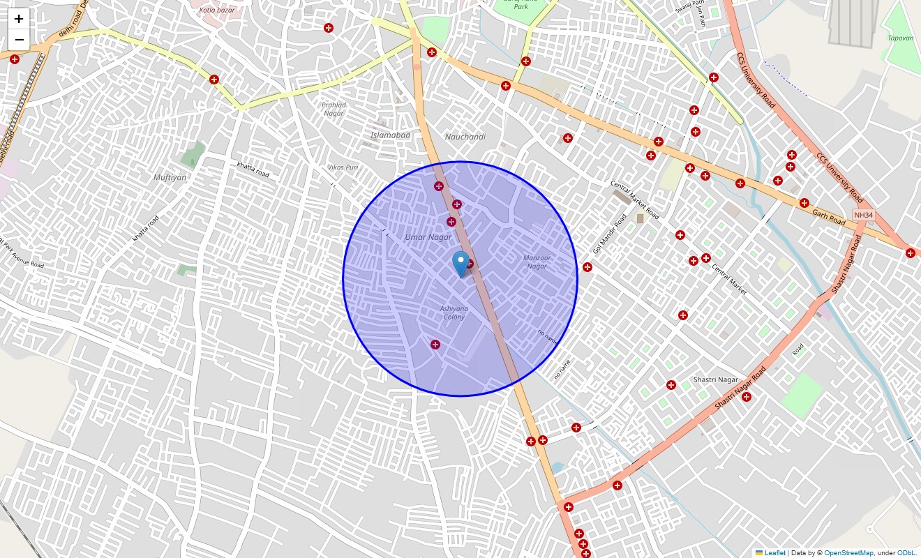 Location Map of Umar Nagar, Meerut
