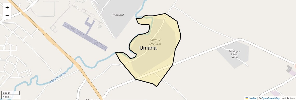 Location Map of Umaria, Bareilly