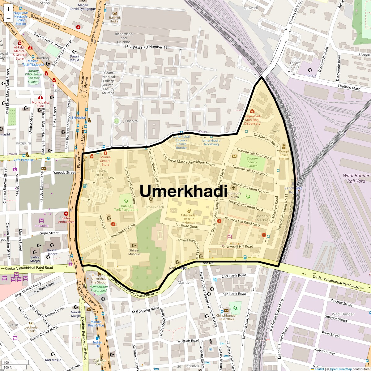 Location Map of Umerkhadi, Mumbai
