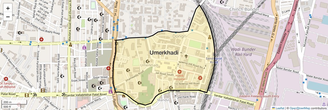 Location Map of Umerkhadi, Mumbai