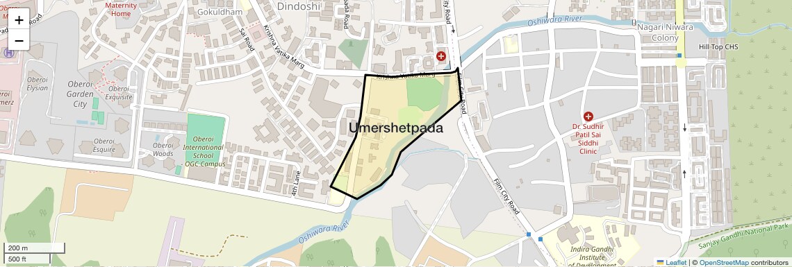 Location Map of Umershetpada, Mumbai