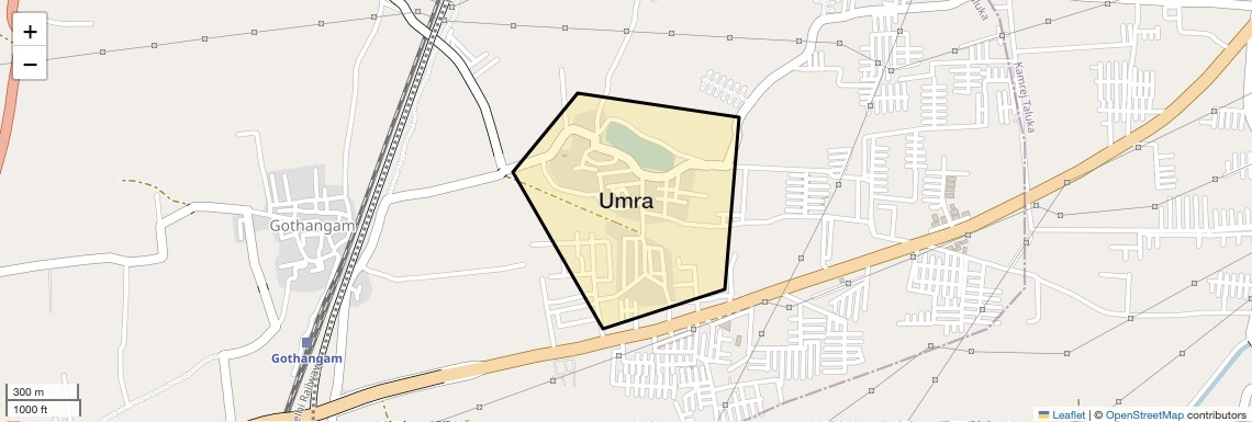 Location Map of Umra, Surat