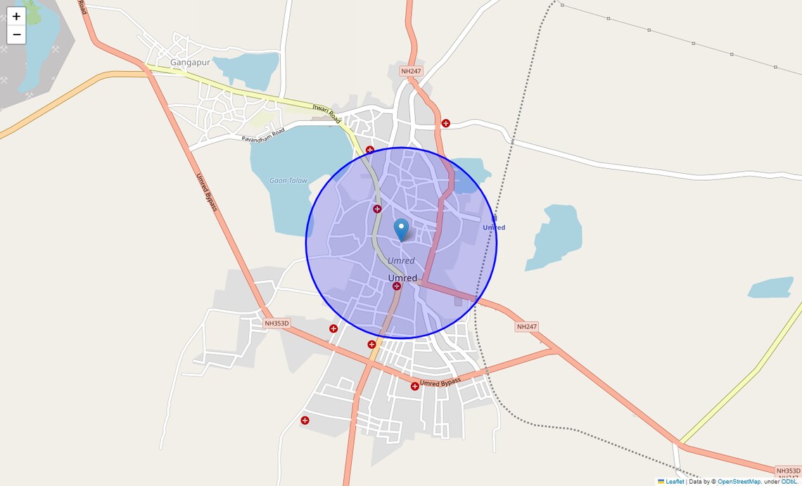 Location Map of Umred, Nagpur