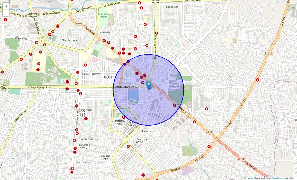 Location Map of Umred Rd, Nagpur