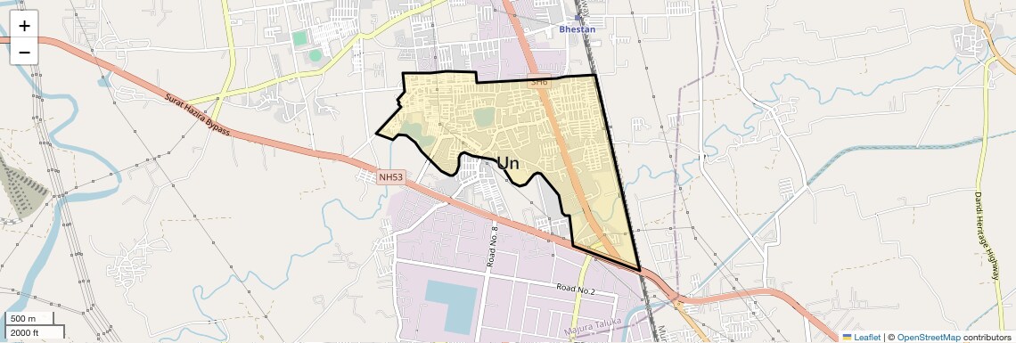 Location Map of Un, Surat
