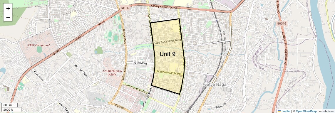 Location Map of Unit 9, Bhubaneswar