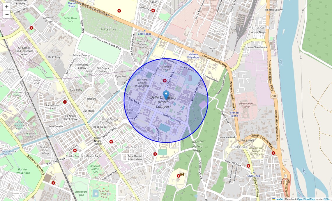 Location Map of University Enclave, Delhi