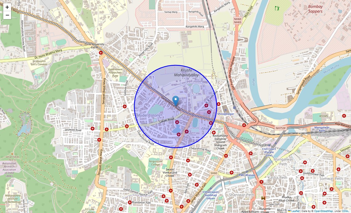 Location Map of University Road, Pune
