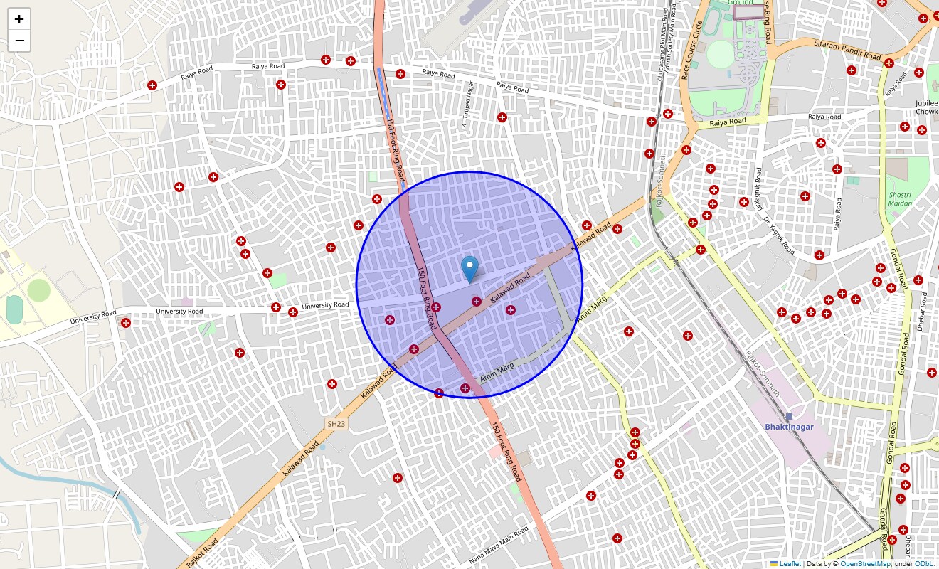 Location Map of Univesity Road, Rajkot