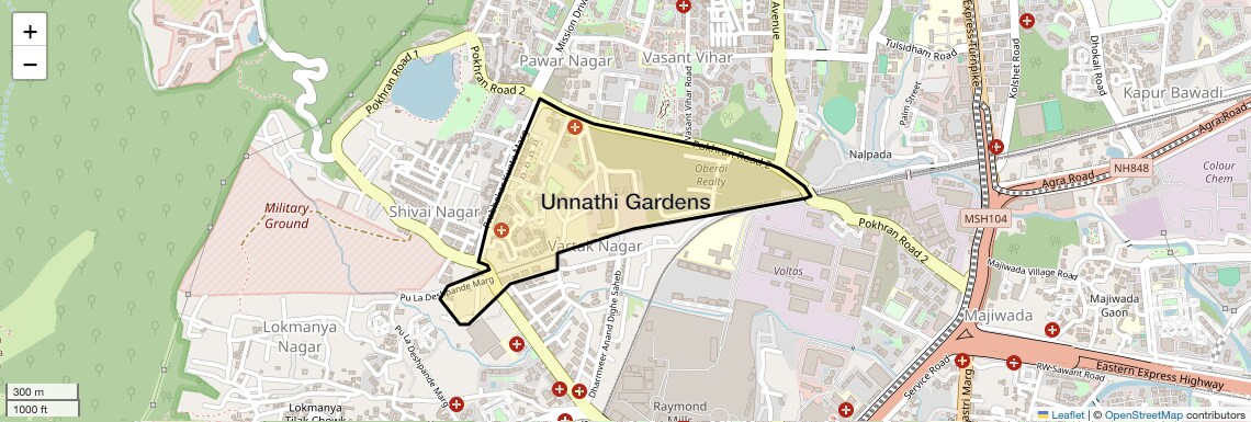 Location Map of Unnathi Gardens, Thane