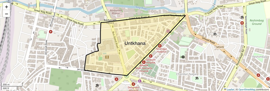 Location Map of Untkhana, Nagpur