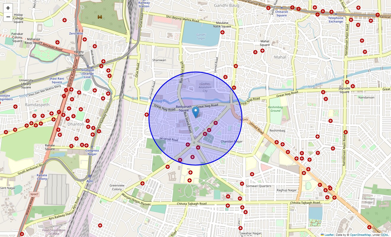Location Map of Untkhana, Nagpur