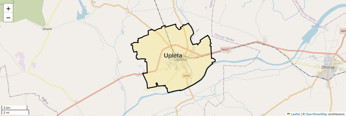 Location Map of Upleta, Rajkot