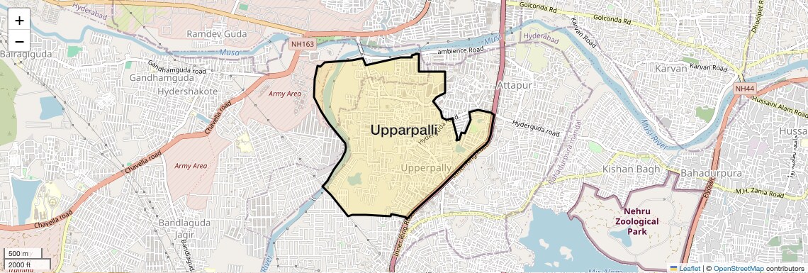 Location Map of Upparpalli, Hyderabad