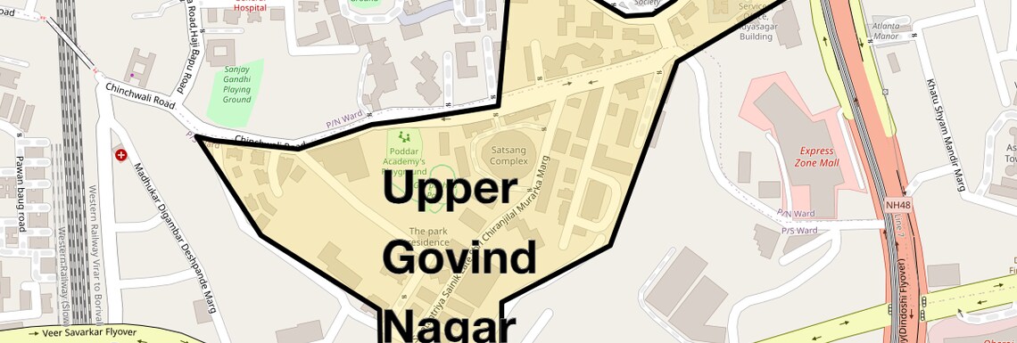 Location Map of Upper Govind Nagar, Mumbai