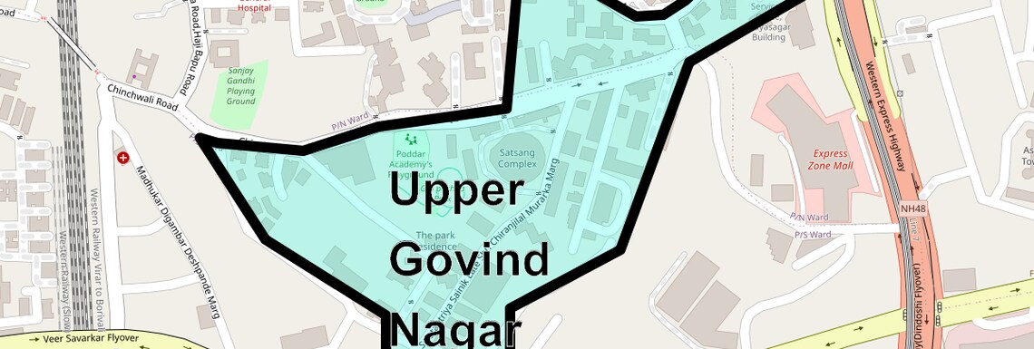 Location Map of Upper Govind Nagar, Mumbai