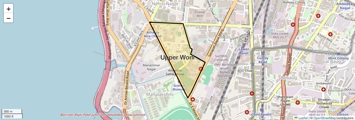 Location Map of Upper Worli, Mumbai