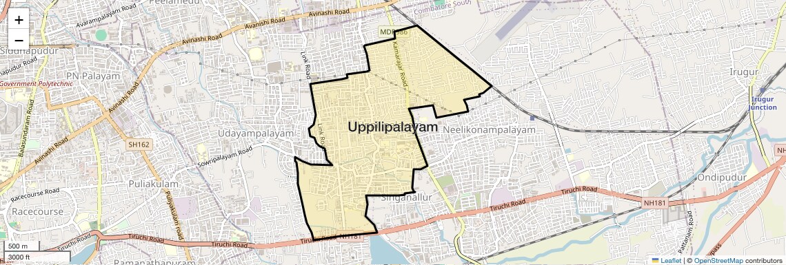 Location Map of Uppilipalayam, Coimbatore
