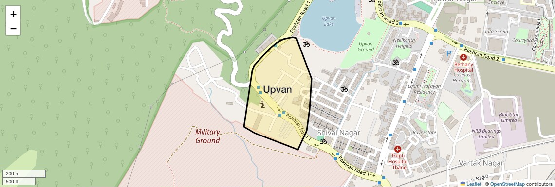 Location Map of Upvan, Thane