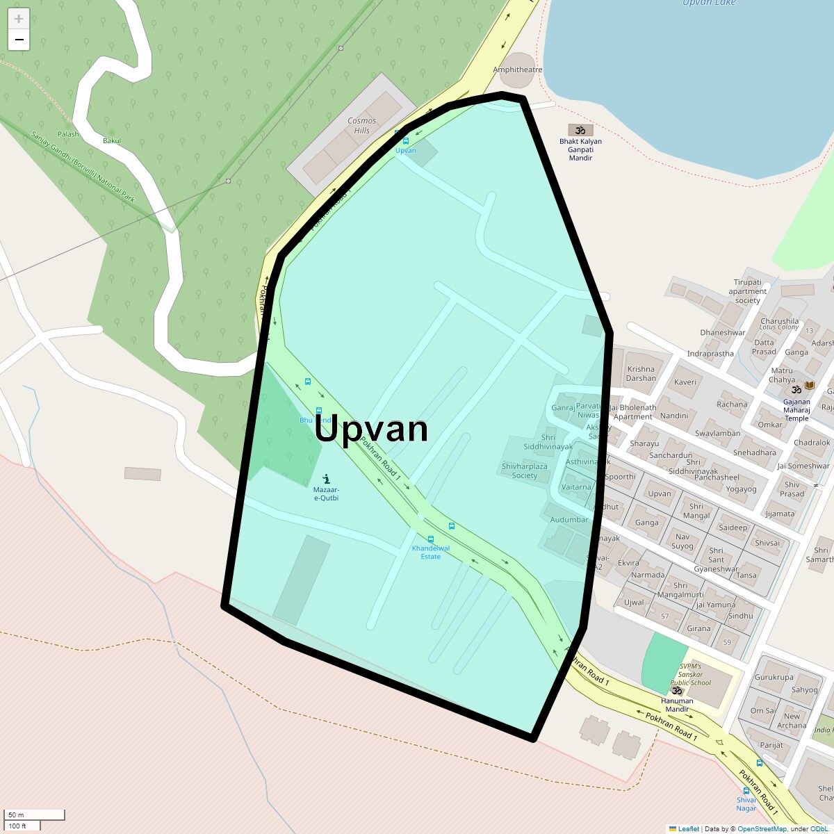 Location Map of Upvan, Thane