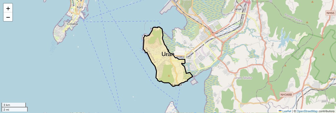 Location Map of Uran, Navi Mumbai
