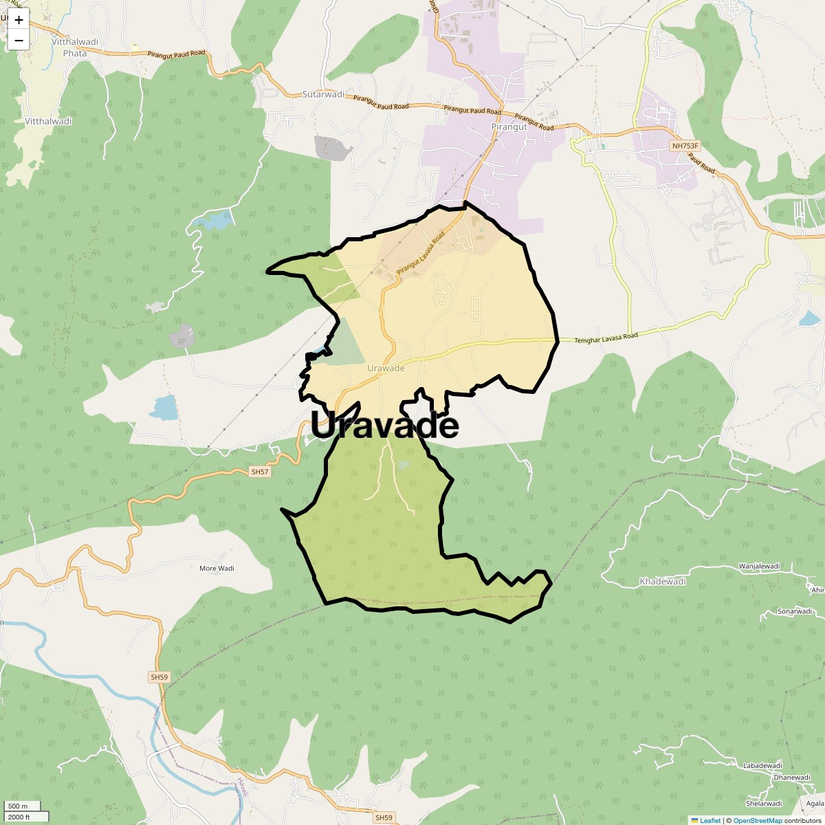 Location Map of Uravade, Pune