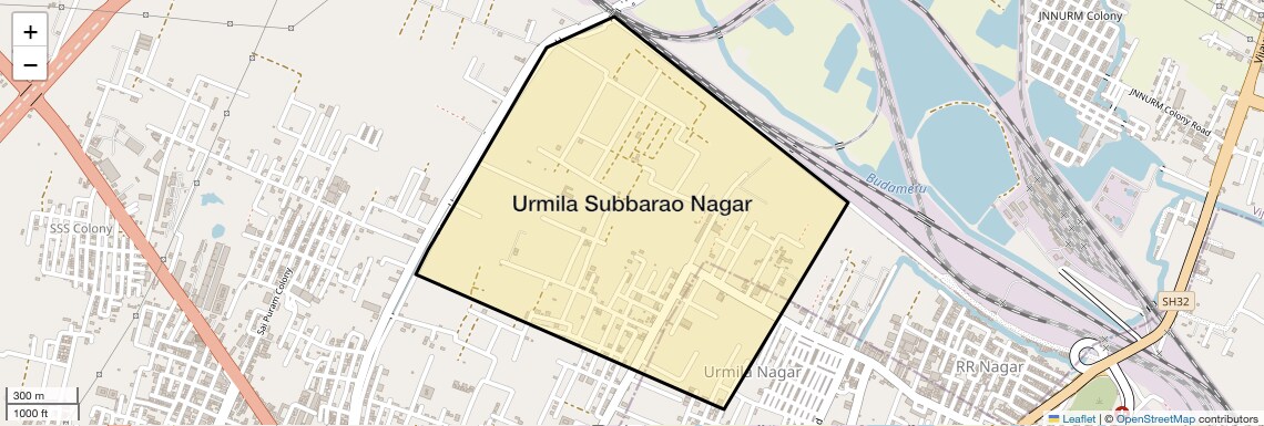 Location Map of Urmila Subbarao Nagar, Vijayawada