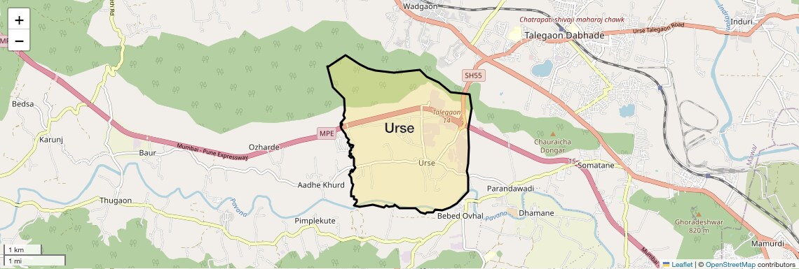 Location Map of Urse, Pune