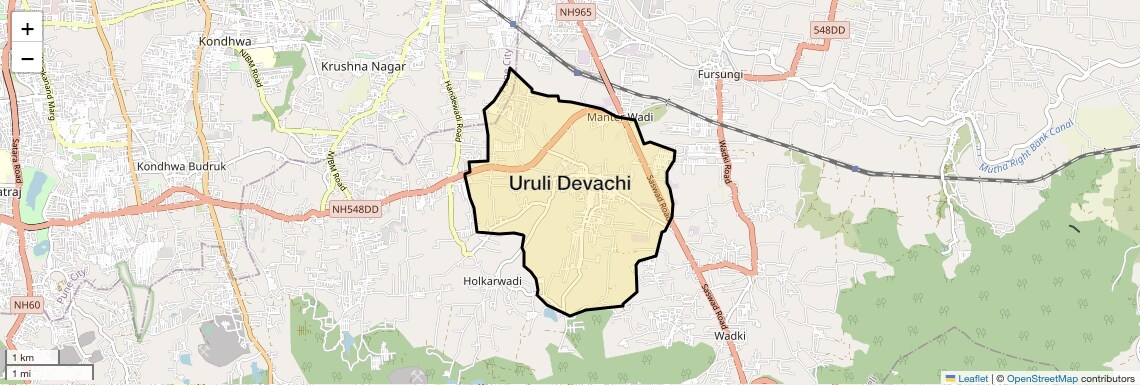 Location Map of Uruli Devachi, Pune
