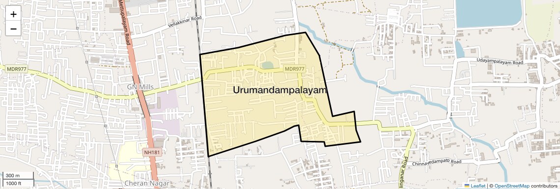 Location Map of Urumandampalayam, Coimbatore