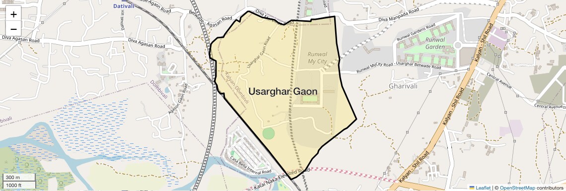 Location Map of Usarghar Gaon, Thane
