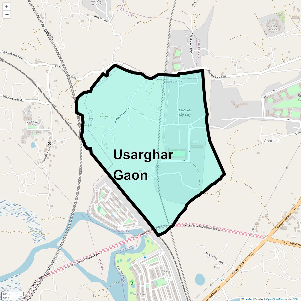 Location Map of Usarghar Gaon, Thane