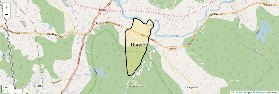 Location Map of Usgaon, Palghar
