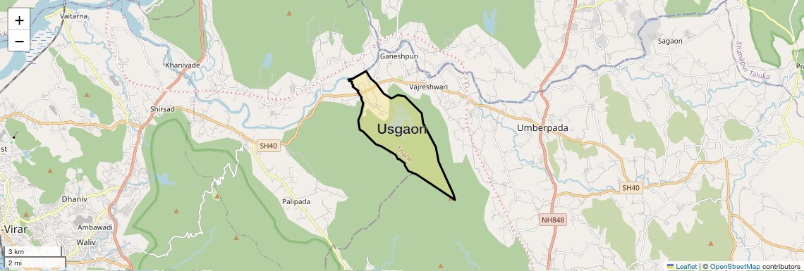 Location Map of Usgaon, Thane