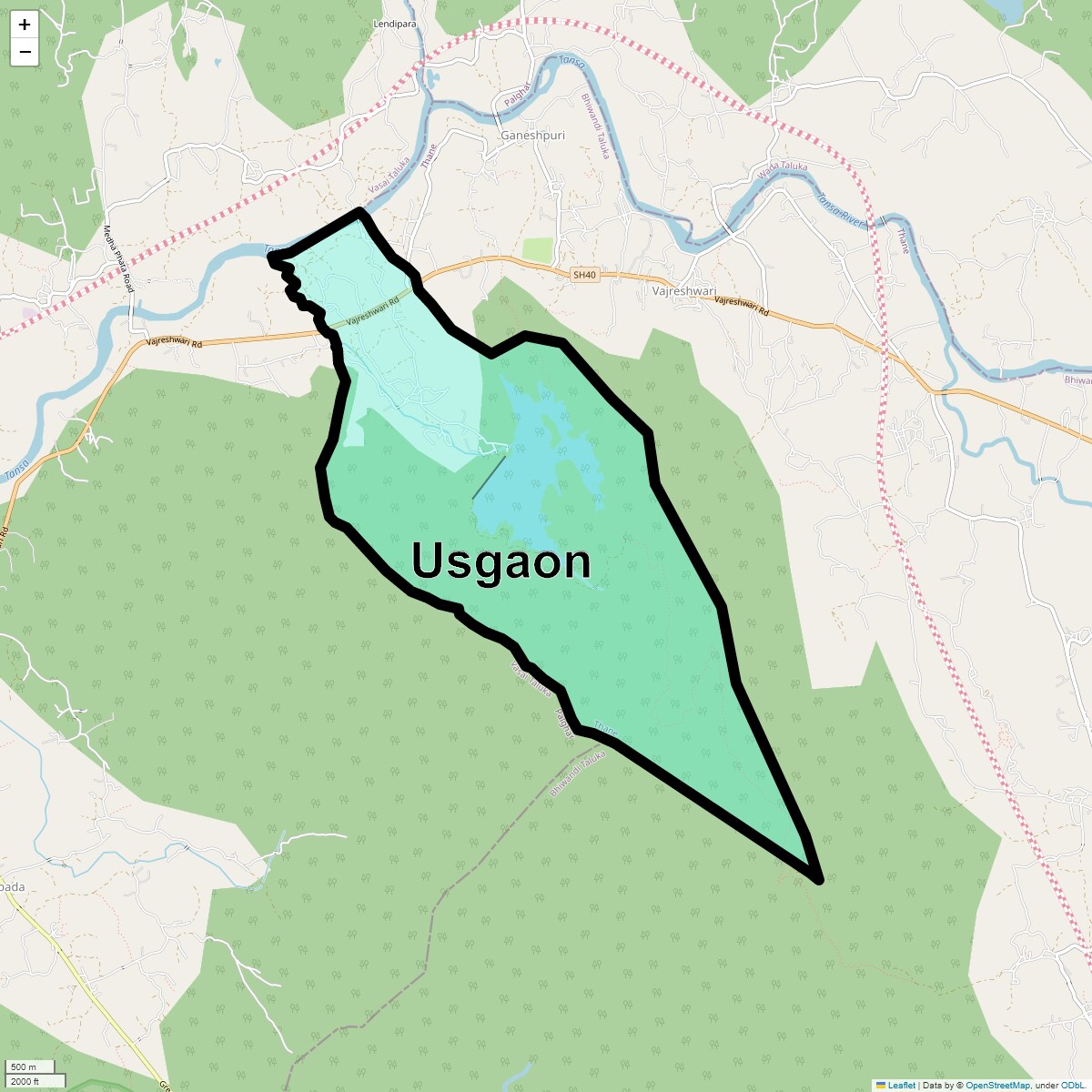Location Map of Usgaon, Thane