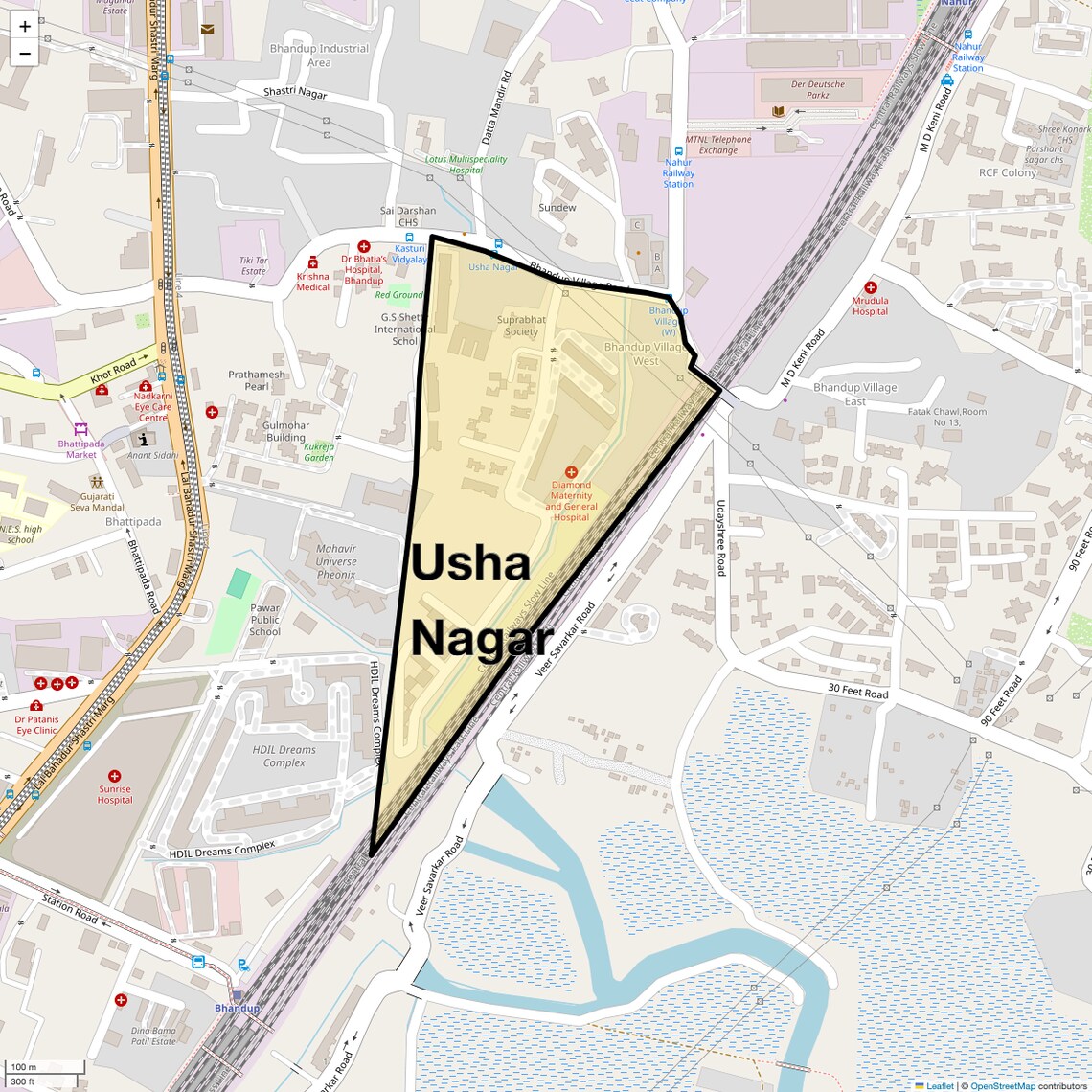 Location Map of Usha Nagar, Mumbai