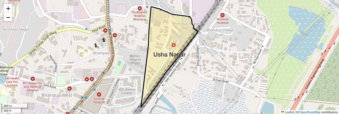 Location Map of Usha Nagar, Mumbai