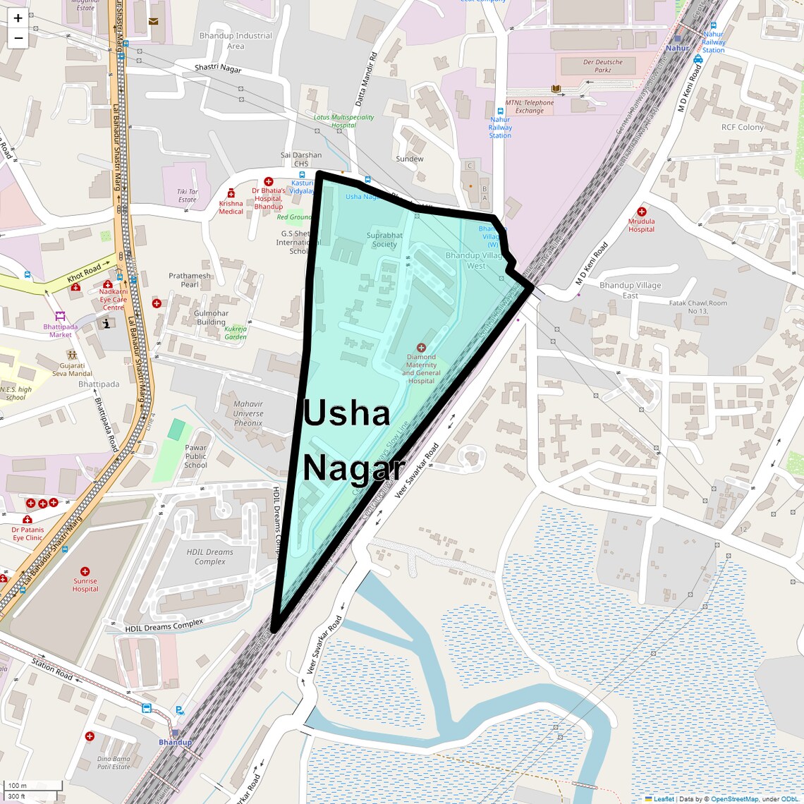 Location Map of Usha Nagar, Mumbai